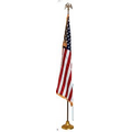 Deluxe Indoor Display Set (3'x5' Nylon Flag W/8' Gold Aluminum Pole)